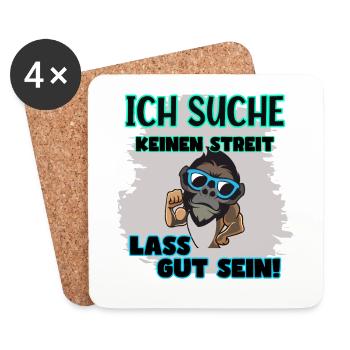 Affe Sonnenbrille Muskeln kein Streit Frieden - Untersetzer (4er-Set) - Weiß - Vorne