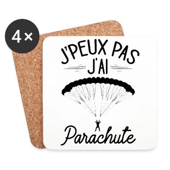 J'Peux Pas J'ai Parachute Idée Cadeau Parachutiste - Dessous de verre (lot de 4) - blanc - Devant