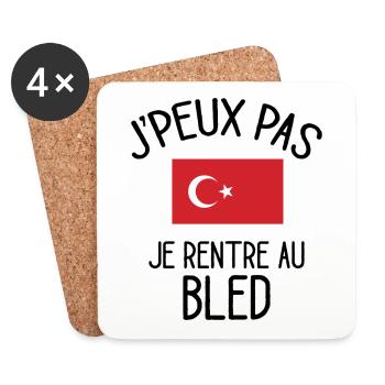 J'Peux Pas Turquie Humour Idée Cadeau Turc - Dessous de verre (lot de 4) - blanc - Devant