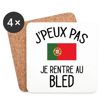 J'Peux Pas Portugal Humour Idée Cadeau Portugais - Dessous de verre (lot de 4) - blanc - Devant