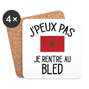 J'Peux Pas Maroc Humour Idée Cadeau Marocain - Dessous de verre (lot de 4) - blanc - Devant