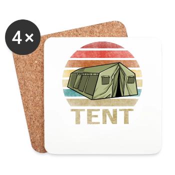 Military Tent Army Retro Sunset Vintage - Untersetzer (4er-Set) - Weiß - Vorne