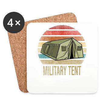 Military Tent Army Retro Sunset Vintage - Coasters (set of 4) - white - Front