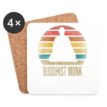 Moine Bouddhiste Moine Bouddhisme Méditation - Dessous de verre (lot de 4) - blanc - Devant