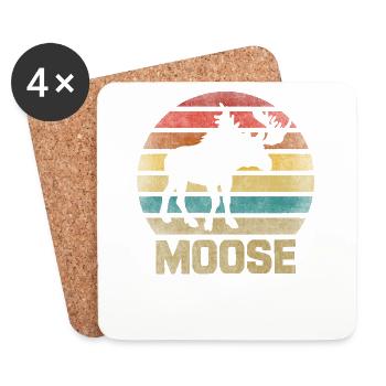 Moose Elk Deer Animal Coucher de soleil rétro - Dessous de verre (lot de 4) - blanc - Devant
