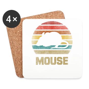 Mouse Animal Retro Sunset Vintage - Untersetzer (4er-Set) - Weiß - Vorne
