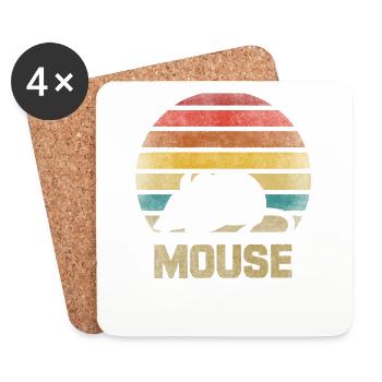 Mouse Animal Retro Sunset Vintage - Untersetzer (4er-Set) - Weiß - Vorne
