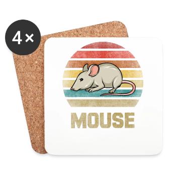Mouse Animal Retro Sunset Vintage - Untersetzer (4er-Set) - Weiß - Vorne