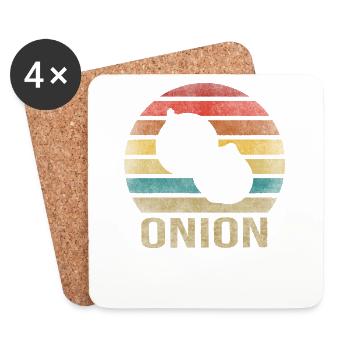 Onion Vegetables Retro Sunset Vintage - Untersetzer (4er-Set) - Weiß - Vorne