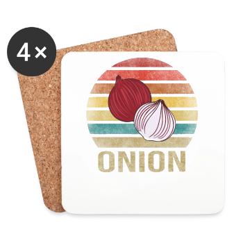 Onion Vegetables Retro Sunset Vintage - Untersetzer (4er-Set) - Weiß - Vorne