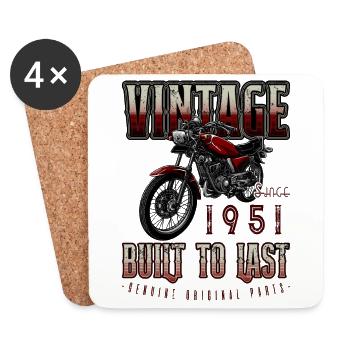 Vintage Motorrad Biker Motorrad Geburtstag 1951 - Untersetzer (4er-Set) - Weiß - Vorne
