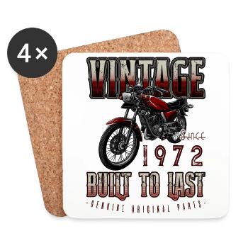 Vintage Motorrad Biker Motorrad Geburtstag 1972 - Untersetzer (4er-Set) - Weiß - Vorne