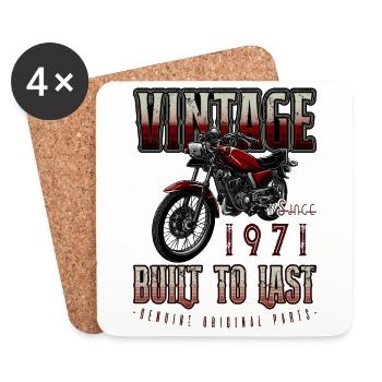 Vintage Motorrad Biker Motorrad Geburtstag 1971 - Untersetzer (4er-Set) - Weiß - Vorne