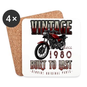 Vintage Motorrad Biker Motorrad Geburtstag 1980 - Untersetzer (4er-Set) - Weiß - Vorne
