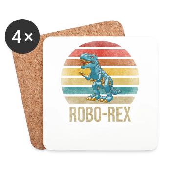 T Rex Dinosaur T-Rex Robot Dino Robo-Rex - Untersetzer (4er-Set) - Weiß - Vorne