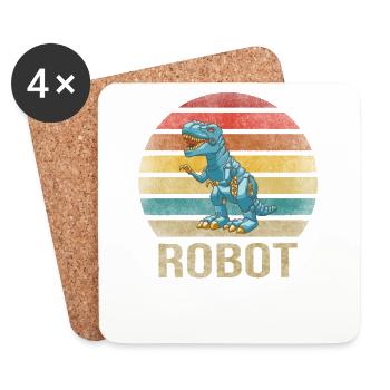 T Rex Dinosaur T-Rex Robot Dino Robo-Rex - Untersetzer (4er-Set) - Weiß - Vorne