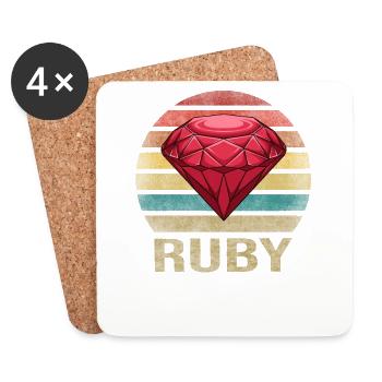 Ruby Gemstone Retro Sunset - Coasters (set of 4) - white - Front