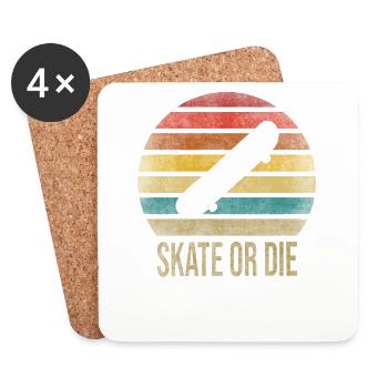 Skateboard Skate ou Die Retro Sunset - Dessous de verre (lot de 4) - blanc - Devant
