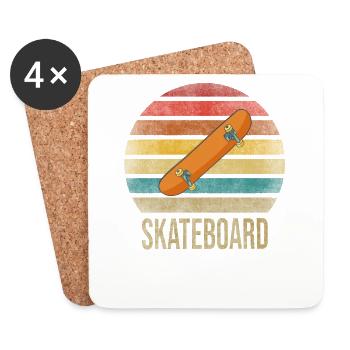 Skateboard Skate ou Die Retro Sunset - Dessous de verre (lot de 4) - blanc - Devant