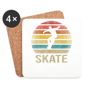 Skateboard Skate ou Die Retro Sunset - Dessous de verre (lot de 4) - blanc - Devant