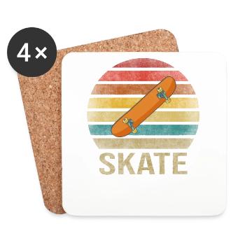 Skateboard Skate Or Die Retro Sunset - Untersetzer (4er-Set) - Weiß - Vorne