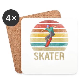 Skateboard Skate Or Die Retro Sunset - Untersetzer (4er-Set) - Weiß - Vorne