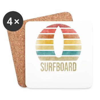 Surf or Die Surfboard Summer Retro Coucher de soleil - Dessous de verre (lot de 4) - blanc - Devant