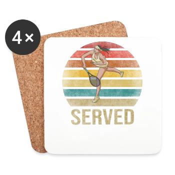 Tennis Player Let's Play Serve Served Sunset - Coasters (set of 4) - white - Front