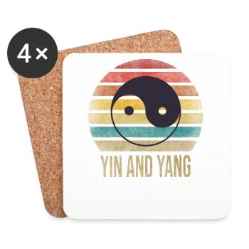 Taosim Yin & Yang Zen Retro Coucher de soleil - Dessous de verre (lot de 4) - blanc - Devant