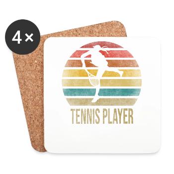 Tennis Player Let's Play Serve Served Sunset - Coasters (set of 4) - white - Front