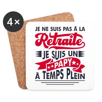 Papy Retraité Cadeau Grand Père Humour Retraite - Dessous de verre (lot de 4) - blanc - Devant