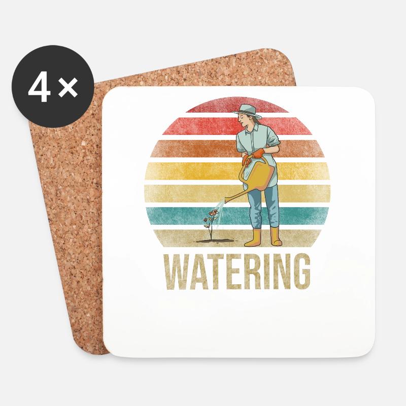 Gardening Watering Flowers Nature Plants - Untersetzer (4er-Set) - Weiß