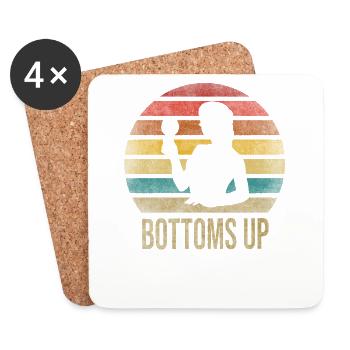 Drinking Wine Fun Alcohol Woman Retro Sunset - Untersetzer (4er-Set) - Weiß - Vorne