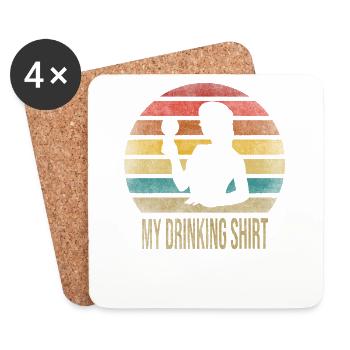 Drinking Wine Fun Alcohol Woman Retro Sunset - Untersetzer (4er-Set) - Weiß - Vorne