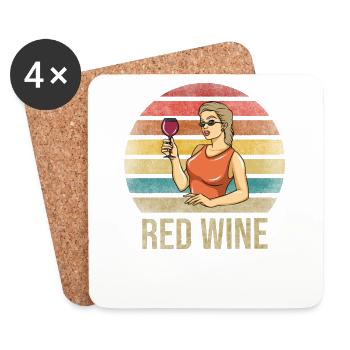 Drinking Wine Fun Alcohol Woman Retro Sunset - Untersetzer (4er-Set) - Weiß - Vorne