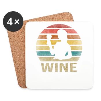 Drinking Wine Fun Alcohol Woman Retro Sunset - Untersetzer (4er-Set) - Weiß - Vorne