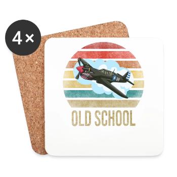 Avion Historique Seconde Guerre mondiale Pilote volant Seconde Guerre mondiale - Dessous de verre (lot de 4) - blanc - Devant