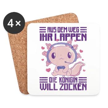 Die Königin Will Zocken Gamer Girl - Untersetzer (4er-Set) - Weiß - Vorne