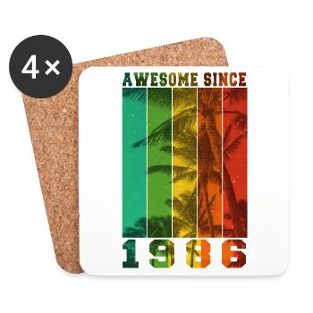 Génial depuis 1986 - Dessous de verre (lot de 4) - blanc - Devant