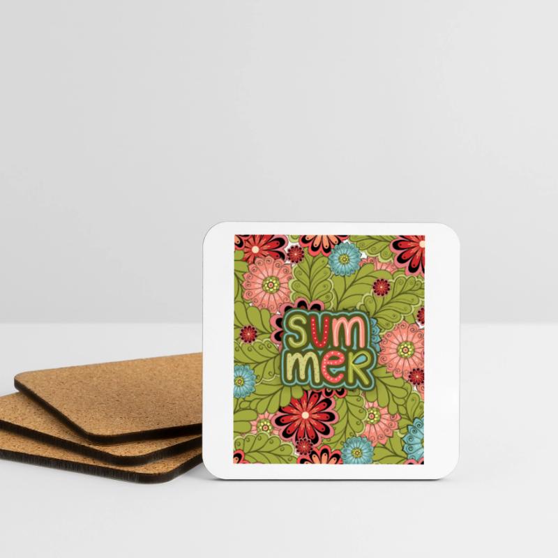 Summer, Pattern, Floral Pattern, Summer Pattern Coasters (set of 4)