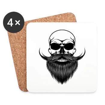 Skull Rocker Full Beard Beard Porteur - Dessous de verre (lot de 4) - blanc - Devant