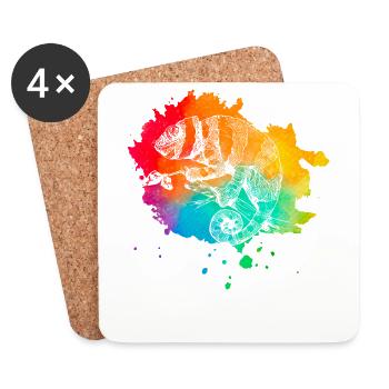 Chameleon Rétro - Dessous de verre (lot de 4) - blanc - Devant
