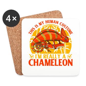 C’est mon costume humain Je suis vraiment un caméléon - Dessous de verre (lot de 4) - blanc - Devant