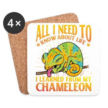 Tout ce que j’ai besoin de savoir sur la vie Caméléon - Dessous de verre (lot de 4) - blanc - Devant
