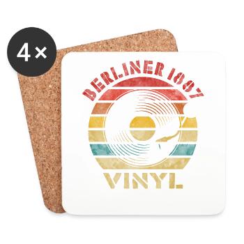 Berliner 1887 Vinyl Retro Vintage Music - Untersetzer (4er-Set) - Weiß - Vorne