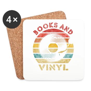 Livres et vinyle Retro Vintage Music - Dessous de verre (lot de 4) - blanc - Devant