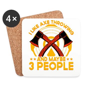 I like Axe Throwing and maybe 3 people - Untersetzer (4er-Set) - Weiß - Vorne