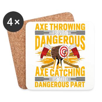 Axe Throwing is not dangerous Axe catching is the - Untersetzer (4er-Set) - Weiß - Vorne