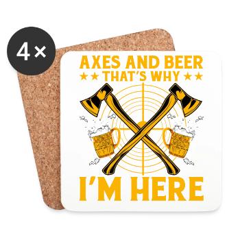 Axes and Beer that's why I'm Here - Untersetzer (4er-Set) - Weiß - Vorne