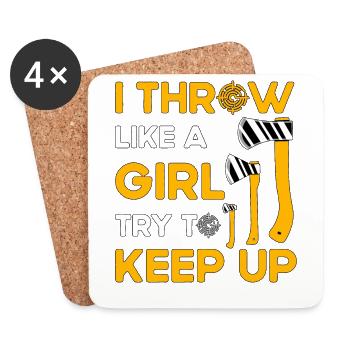 I throw like a Girl try to keep up - Untersetzer (4er-Set) - Weiß - Vorne